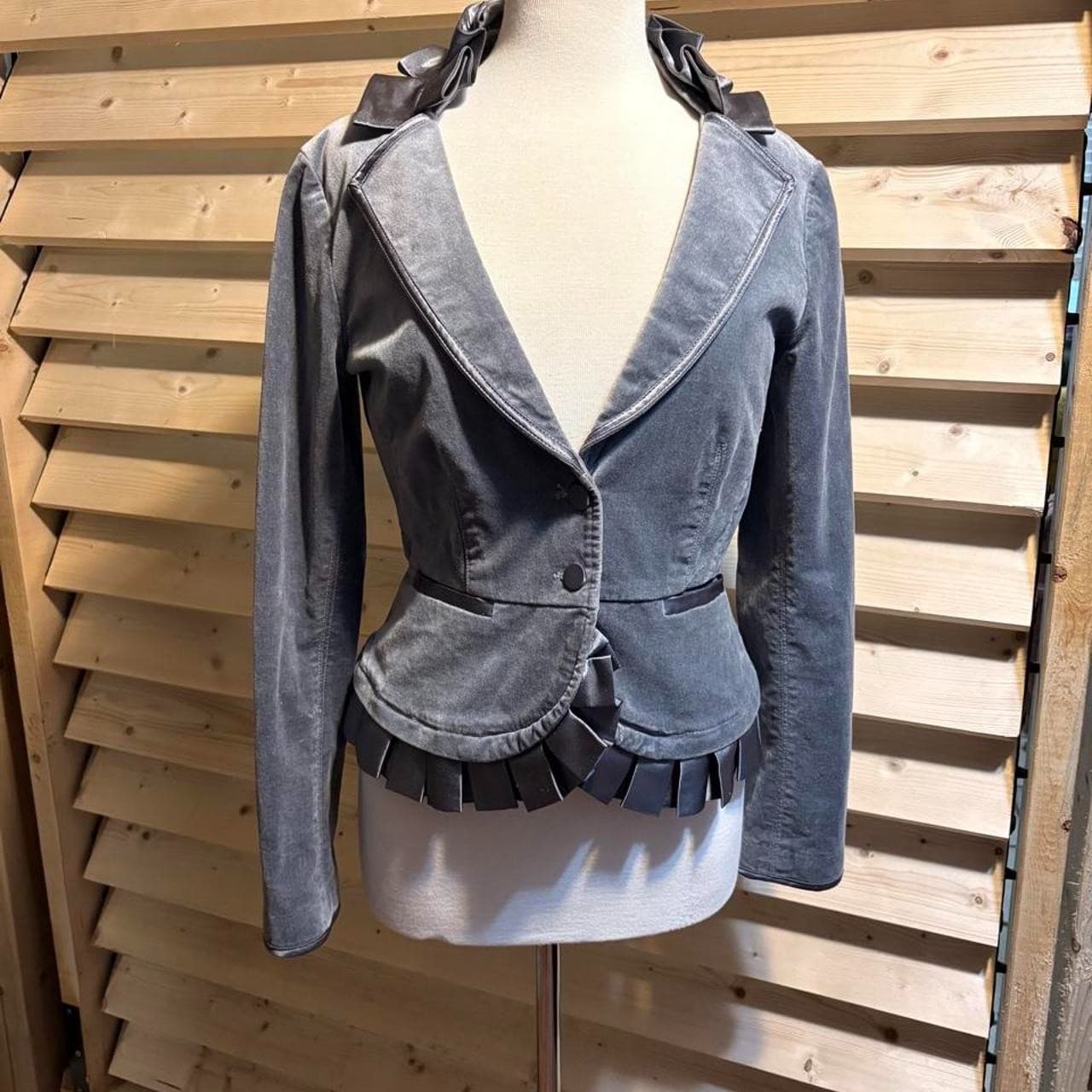White House Black Market Women's Grey and Blue Jacket